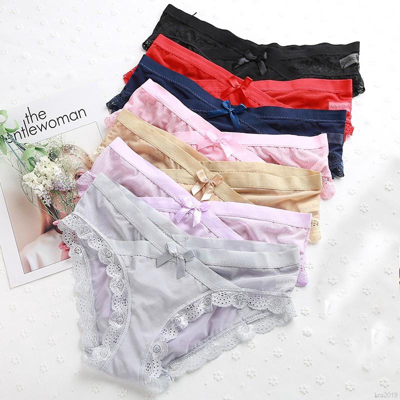 Quần lót Ladies sexy low waist lace bow trim briefs