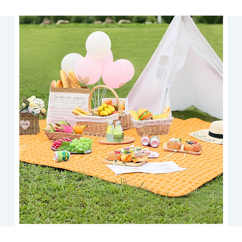 THẢM DÃ NGOẠI, DU LỊCH, PICNIC CAO CẤP - Chống thấm nước, họa tiết caro,  gấp gọn tiện lợi - Mixiao Haochi
