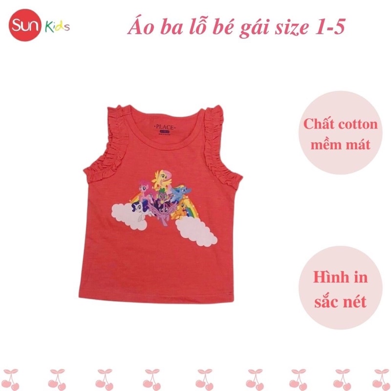 Áo thun bé gái, áo phông bé gái dáng ba lỗ, chất cotton, nhiều màu, size 1-5 - SUNKIDS1