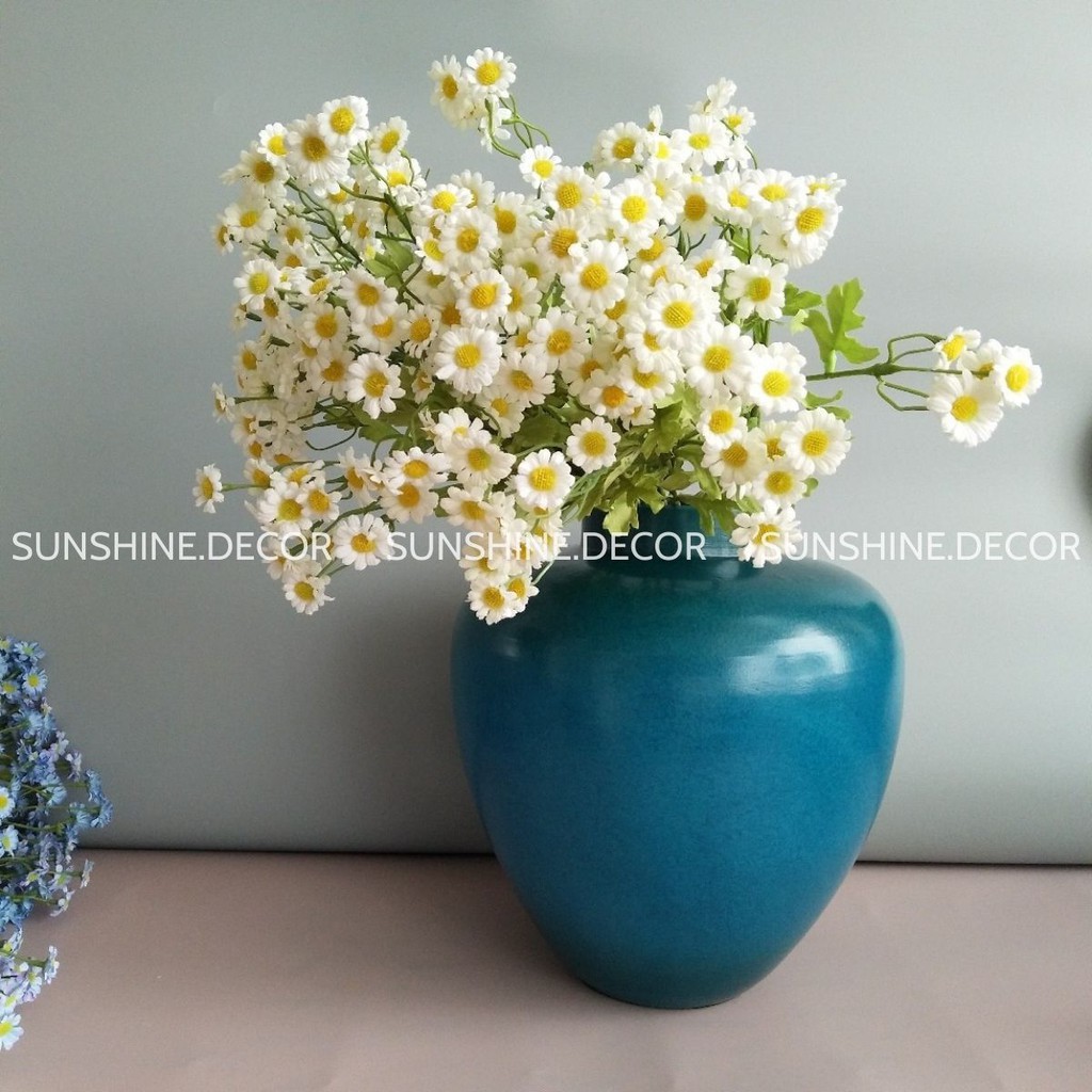 Hoa Giả Hoa Cúc Tana Lụa Cao Cấp Cành 15/30 Bông Trang Trí Decor Home