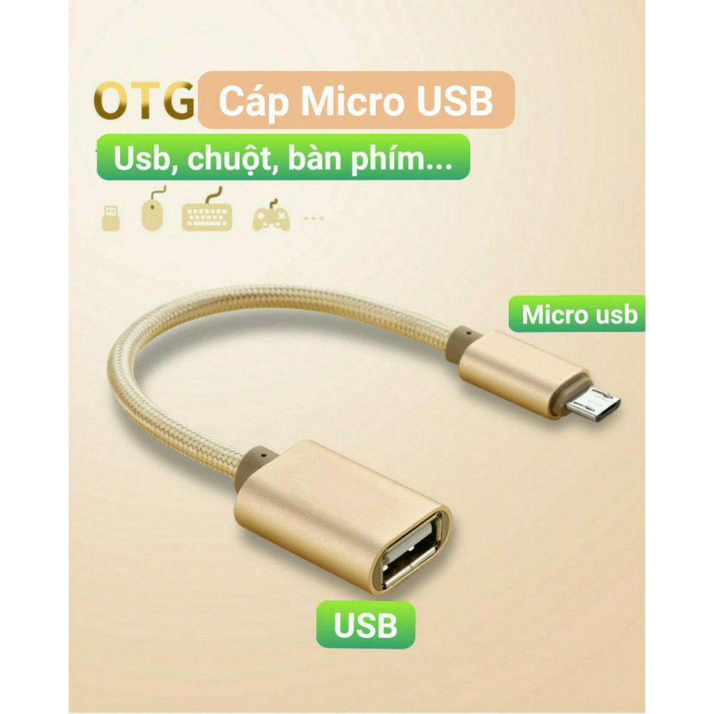 Cáp OTG Micro USB kết nối chuột, bàn phím, usb hoặc tay cầm chơi game - 15cm Hàng nhập khẩu