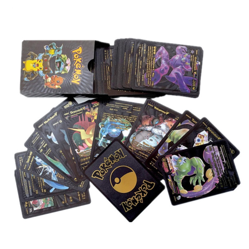 Bộ 54 Tấm Thẻ Bài Pokemon 18 Lá Màu Vàng Đen/Bạc/Vàng Kim Phiên Bản Tiếng Anh Cho Trẻ Em