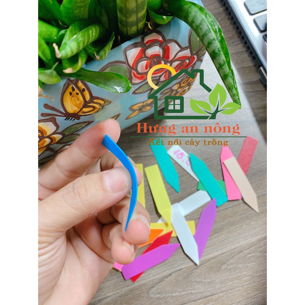 Combo 100/200/300 thẻ cắm đủ màu nhựa pp dùng ghi nhớ tên cây giống size 5x1cm
