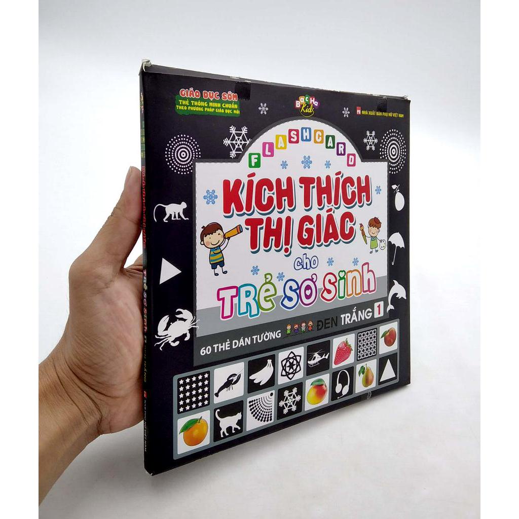 Sách Flashcard Kích Thích Thị Giác Cho Trẻ Sơ Sinh - 60 Thẻ Dán Tường Đen Trắng 1