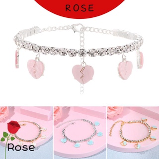 Lắc chân đính đá pha lê hình trái tim dễ thương cho nữ