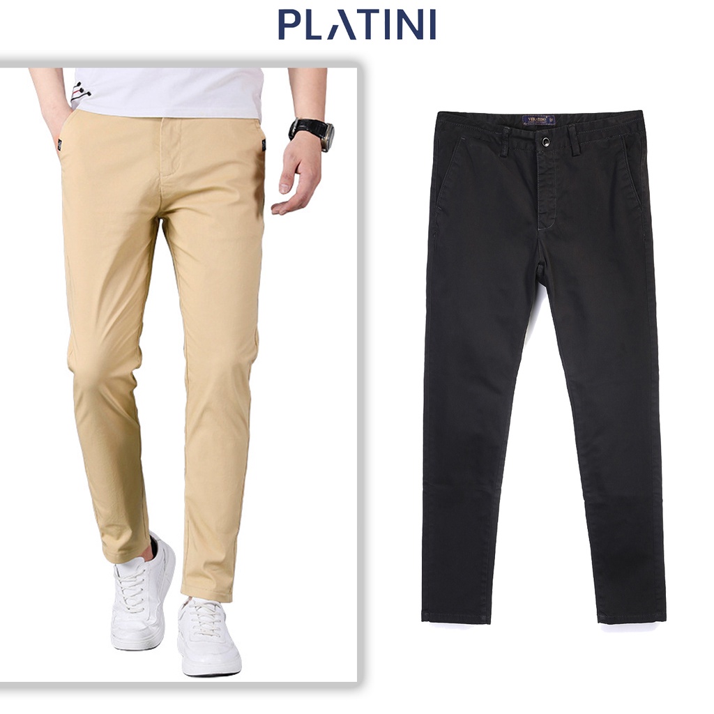 Quần kaki nam ống suông co giãn Veratino đen, xanh rêu, xanh than, xám, nâu ôm dáng thời trang Hàn Quốc C