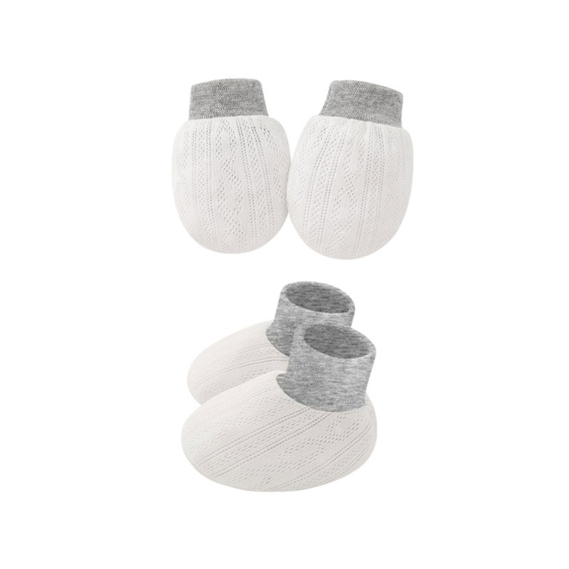 Bộ Găng Tay Và Vớ Cotton Phối Lưới Thời Trang Cho Bé Sơ Sinh Từ 0-6 Tháng