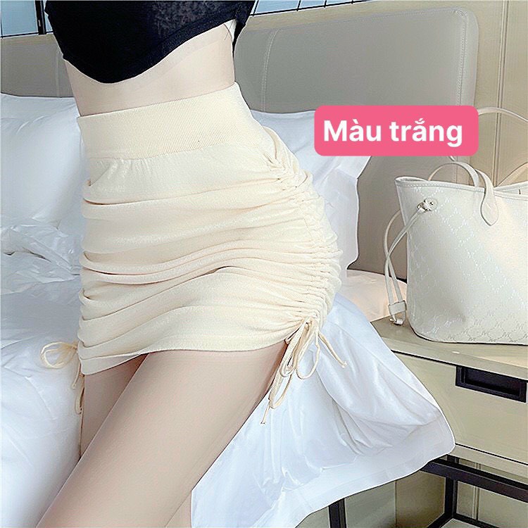 bozip thun -Chân váy ngắn body rút dây 2 bên cực xinh , chất thun bozip mềm mịn co giãn, đep