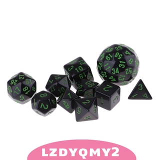 [Lzdyqmy] Curiosity Pack gồm 10 Bộ xúc xắc đa diện Trò chơi bảng bàn Accs Kid Math Practice Green