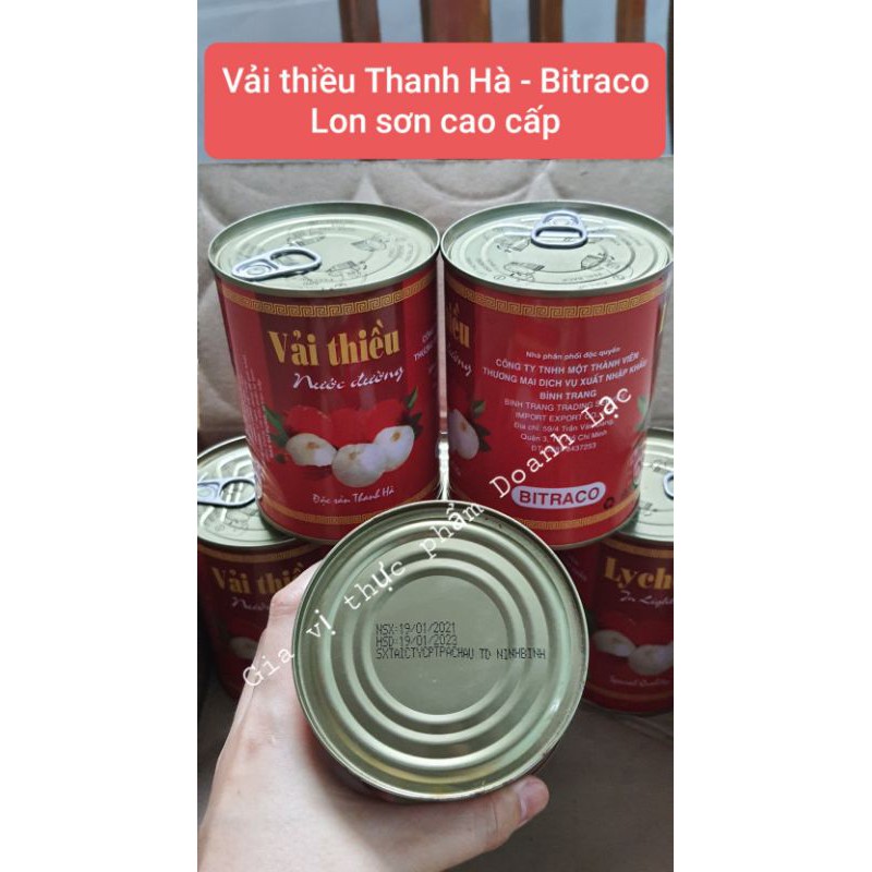 [Bitraco] Vải thiều Thanh Hà đóng hộp / vải lon 565gr👍Trái dày, giòn, ngọt thanh ✅ Topping