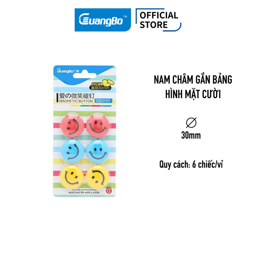 Vỉ 6 nam châm gắn bảng GuangBo 30mm CD2107