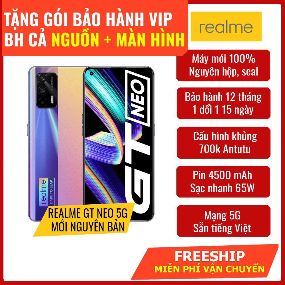 🎁Tặng BH VIP☀️ Điện thoại Realme GT Neo / Neo 2T / Neo Flash - 5G mới nguyên seal. Màn hình AMOLED 120Hz