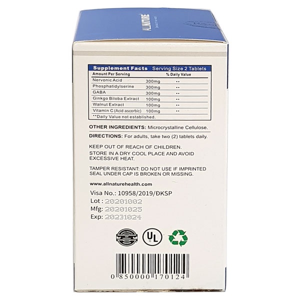 Viên bổ não Nervonic allnature – Tăng cường trí nhớ, giúp hoạt huyết và cải thiện trí não (30 viên)