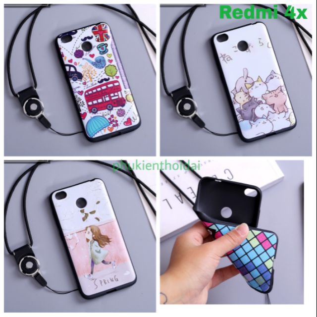 Xiaomi Redmi 4x Ốp lưng dẻo TPU in 3D hình dễ thương cao cấp