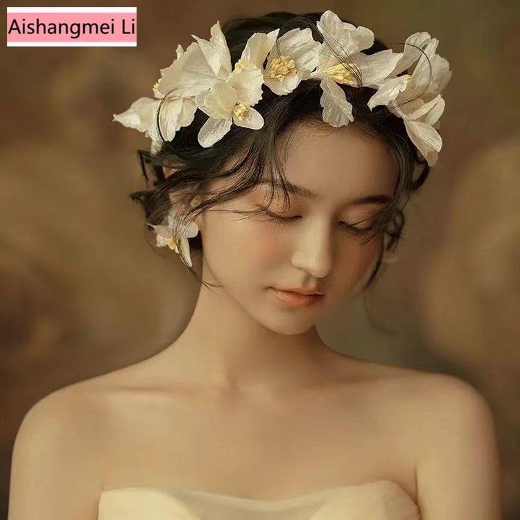 [Aishang Trang Sức Đẹp] Cài Tóc Hoa Lụa Làm Bằng Tay Phong Cách Mori Hàn Quốc Phụ Kiện Chụp Ảnh Cưới Cô Dâu
