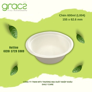10 Chén bã mía Thái Lan 600ml - thương hiệu Gracz (màu trắng)