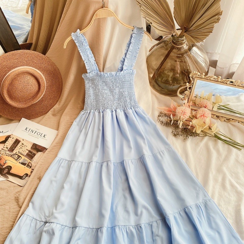 Đầm maxi❤️Hình thật kèm clip❤️Đầm maxi xanh | BigBuy360 - bigbuy360.vn