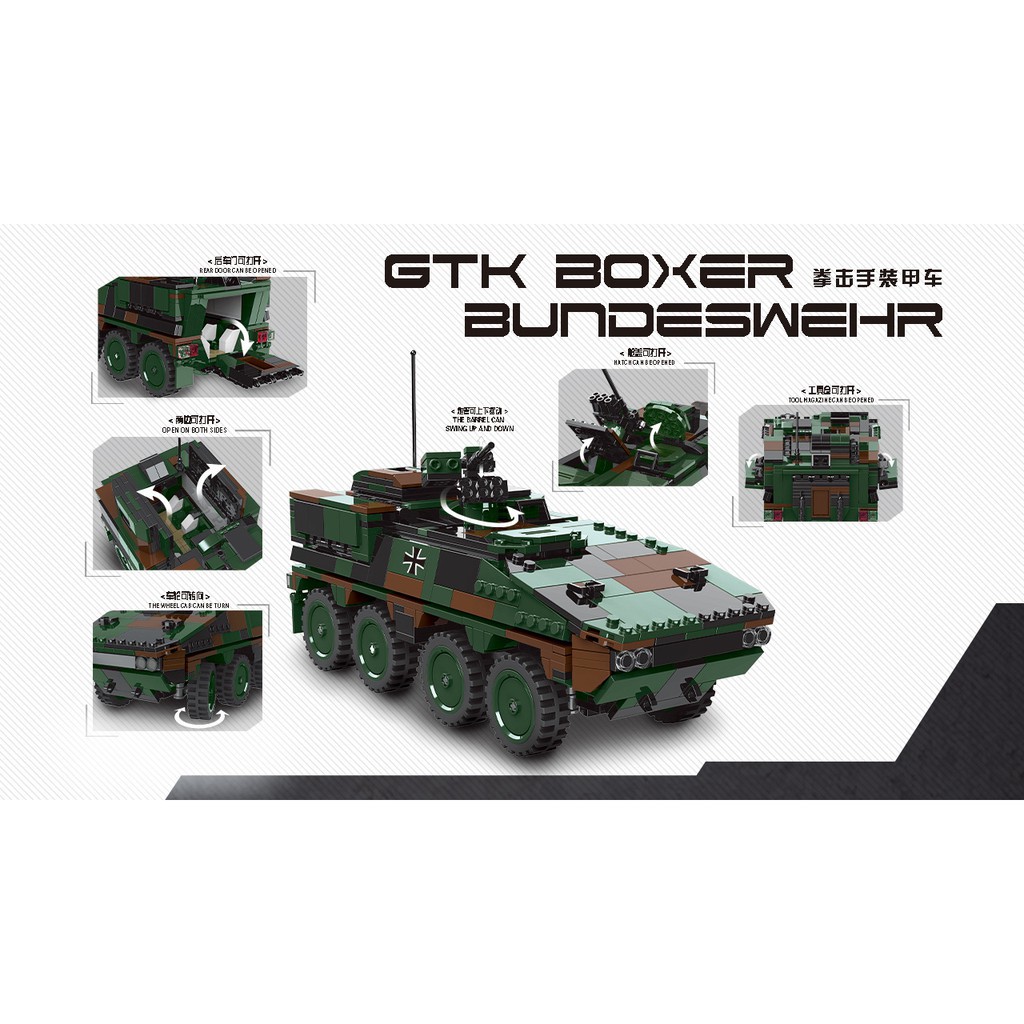 Lego Army Xingbao XB 06043 Xe thiết giáp GTK Boxer Bundeswehr 808 chi tiết
