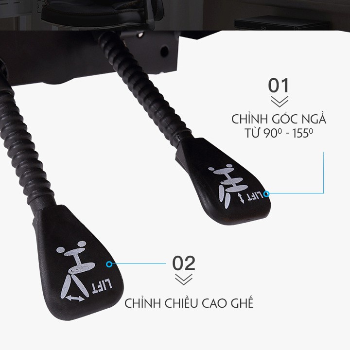 Ghế văn phòng xoay da VX15 ghế làm việc ngả sâu, da PU mềm mại, không đơ cứng, bong tróc - Nội Thất Vạn Xuân