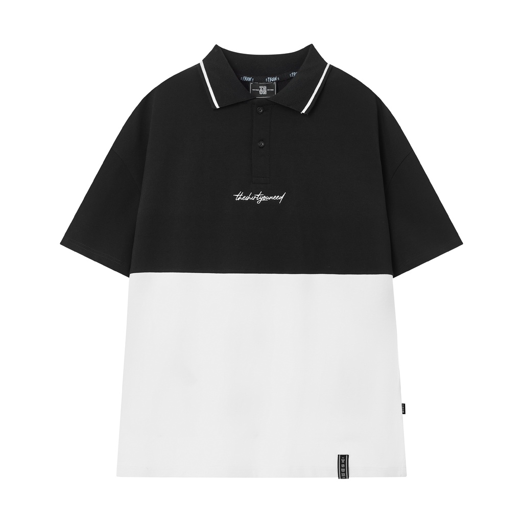 Áo thun TSUN 2 Panel Polo Shirt - Đen/ Trắng - Unisex