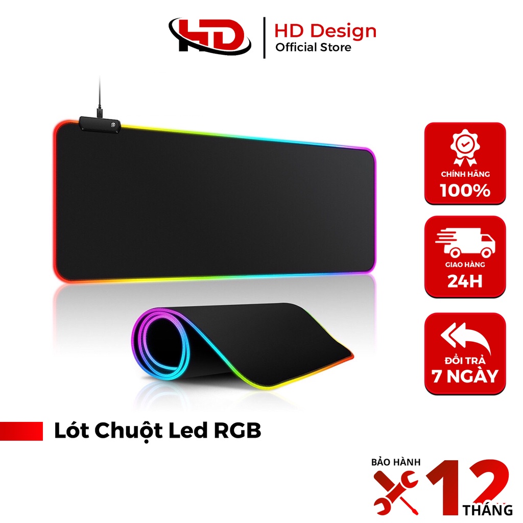 Miếng Lót Chuột Chơi Game Viền LED RGB - Siêu Bền - Dày - Chống Nước - Chống Trượt - Nhiều Chế Độ Led