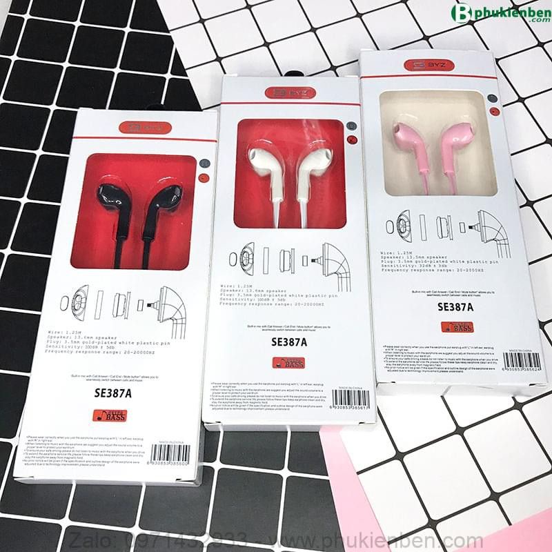 Tai nghe nhét tai BYZ SE 387 dây chống rối có bảo hành