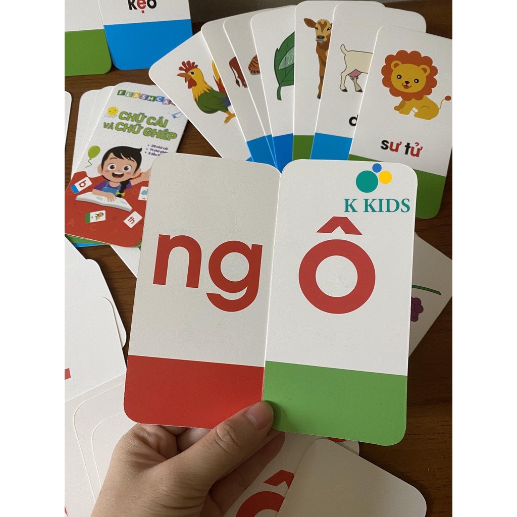 Bộ thẻ flashcard Toán chữ số, chữ ghép và chữ cái cho bé học tiếng việt