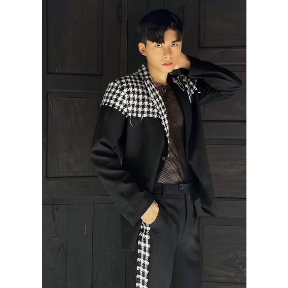 ÁO VEST ĐEN PHỐI TWEED K honista