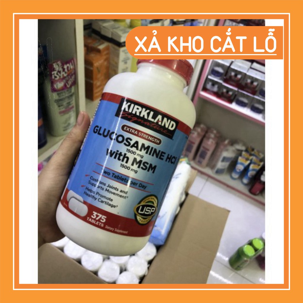 XẢ KHO LỖ VỐN [bill mỹ] Viên uống Glucosamine HCL 1500mg Kirkland With MSM Hộp 375 Viên vàng [HSD 1-2023] *(&