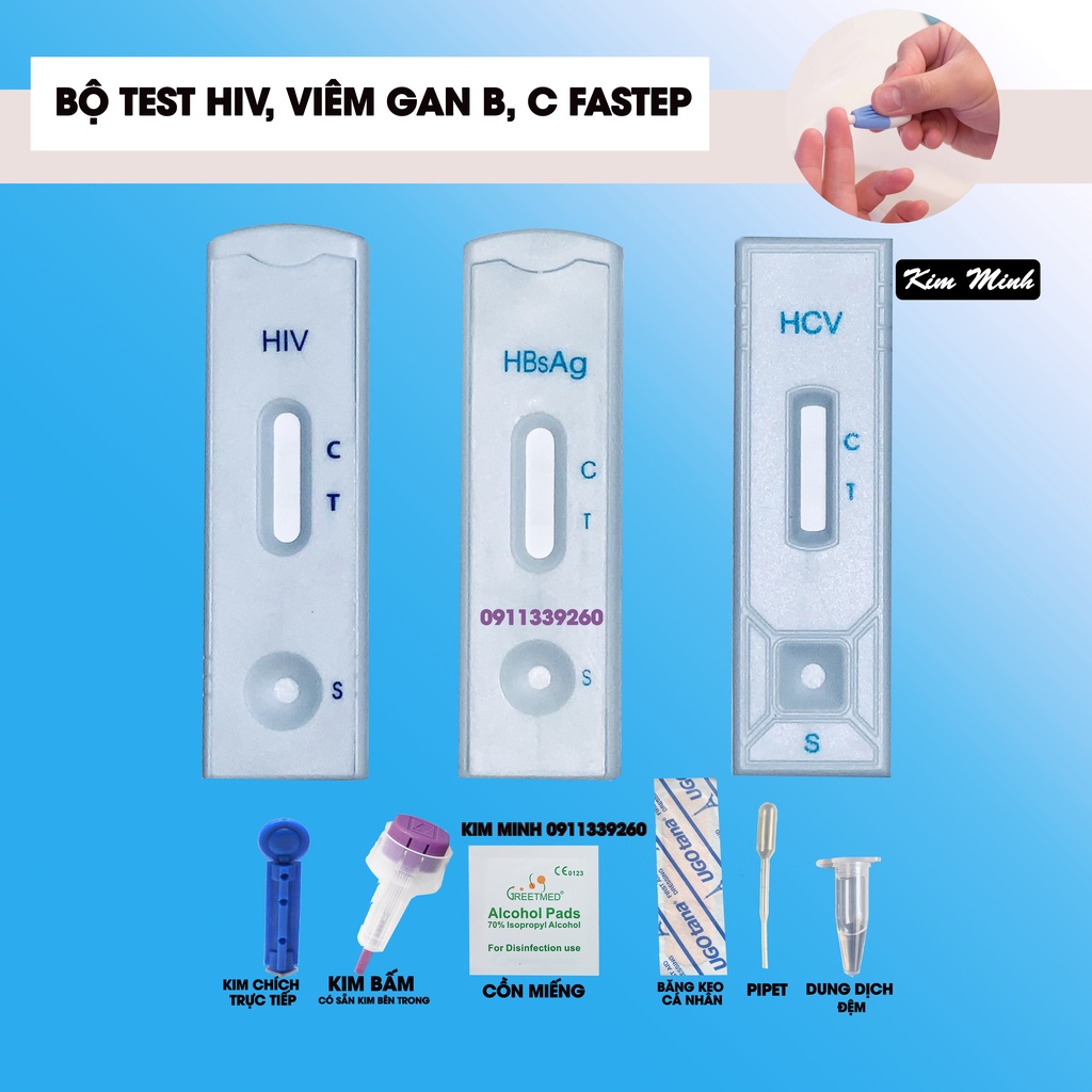 [Mã COSDAY - 50k đơn 250k] Bộ 3 test HIV, Viêm gan B (HbAg), Viêm gan C (HCV) Fastep