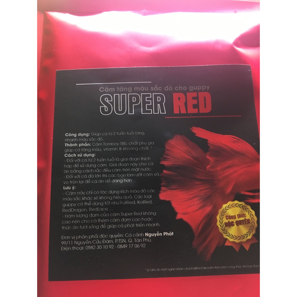 [Đại Lý Gốc]  Cám kích đỏ SUPER RED  dành cho cá BETTA,GUPPY gói 100g