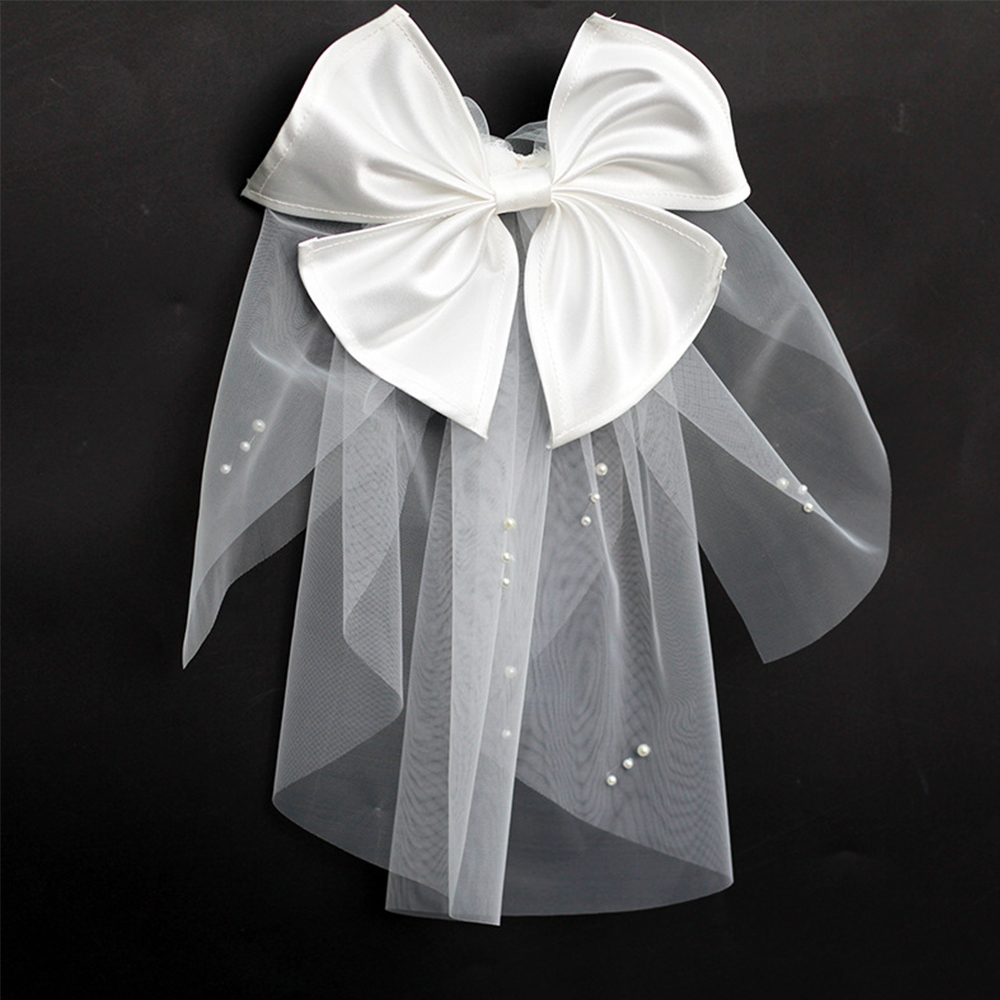 Khăn Voan Cài Tóc Cô Dâu Phối Nơ Xinh Xắn Độc Đáo