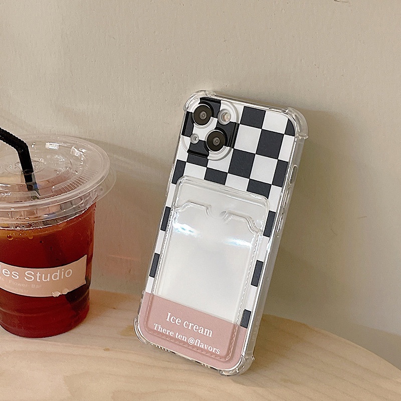 Ốp lưng IPhone  trong túi đựng thẻ kẻ caro 6/6s/6plus/6splus/7/7plus/8/8plus/xs/11/12/13/14/Pro/Plus/Promax TT21