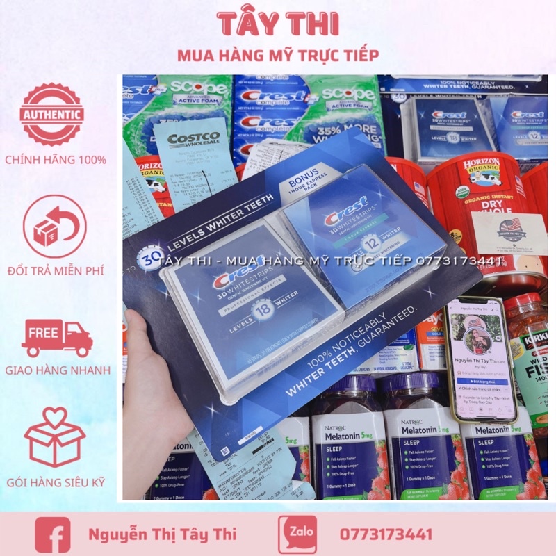 Date 2025  Set Tẩy Trắng Răng 60miếng Crest của Mỹ