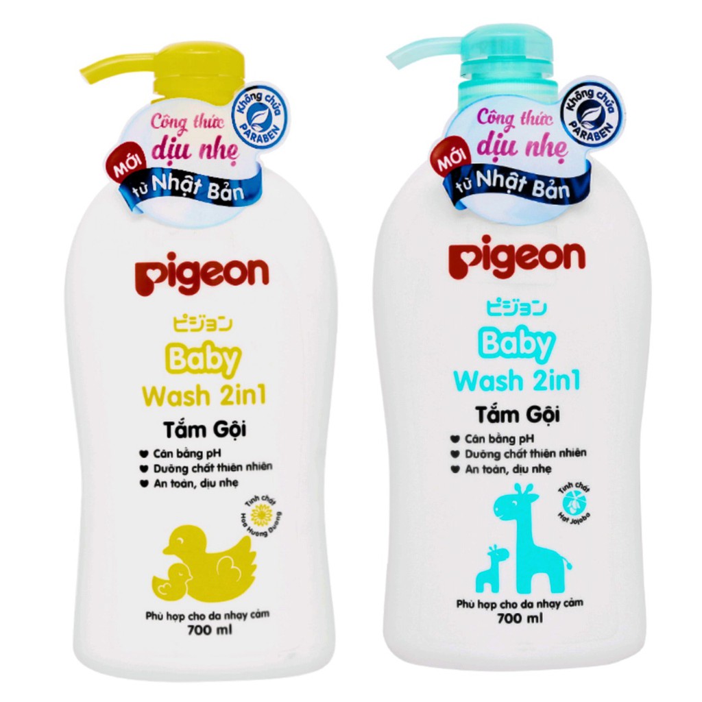 Sữa Tắm Gội Pigeon Baby Wash 2in1 Mẫu Mới 700ml - Hoa Hướng Dương & Jojoba