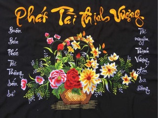 tranh bình hoa thêu máy vi tính
