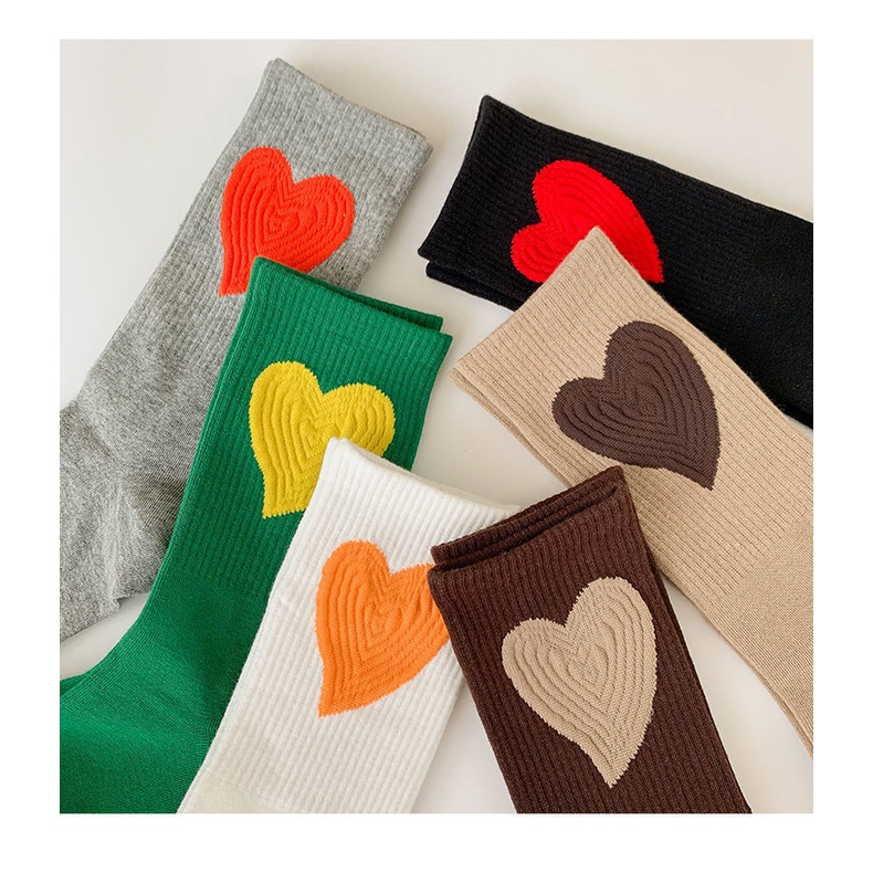 Vớ Gân Trái Tim - Tất Gân Họa Tiết Tim Nhiều Màu