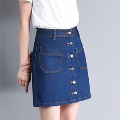 Chân Váy Denim Lưng Cao Dáng Chữ A Màu Trắng Phong Cách Hàn Quốc Có Size S-2Xl | BigBuy360 - bigbuy360.vn
