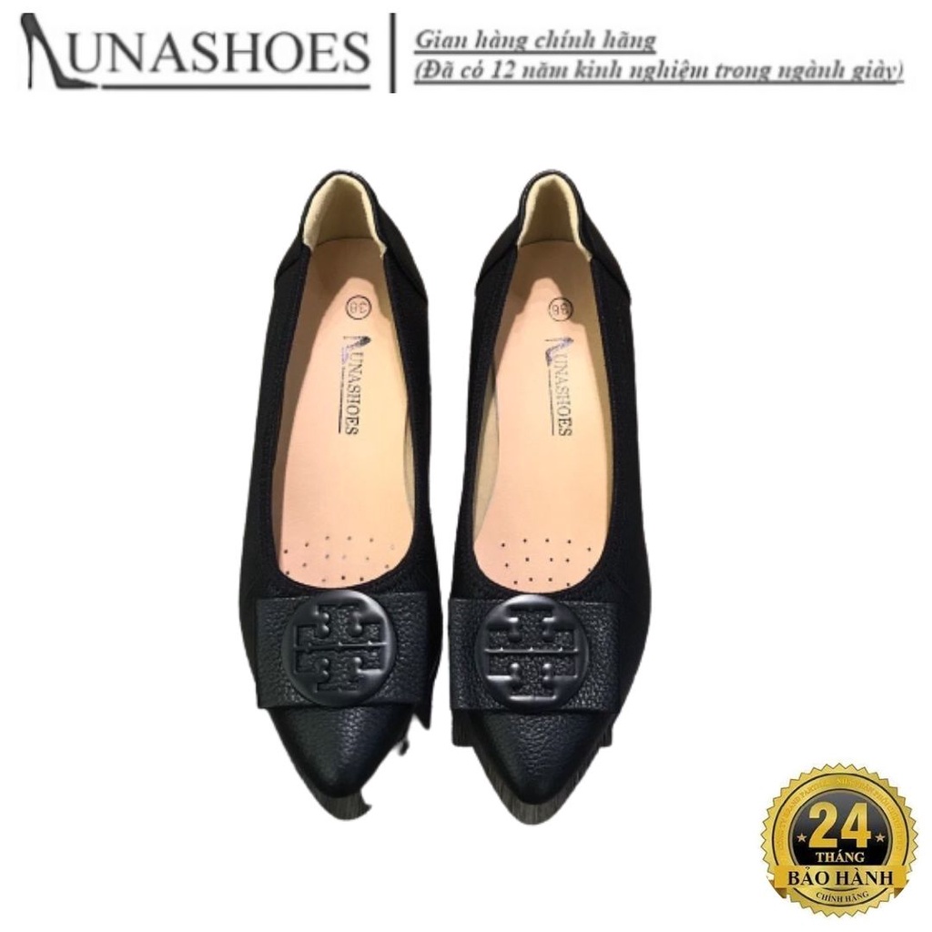 Giày đế xuồng búp bê nữ 4 phân Lunashoes (25801) mũi nhọn da thật có nơ cao cấp dễ đi kiểu Hàn quốc nhiều màu