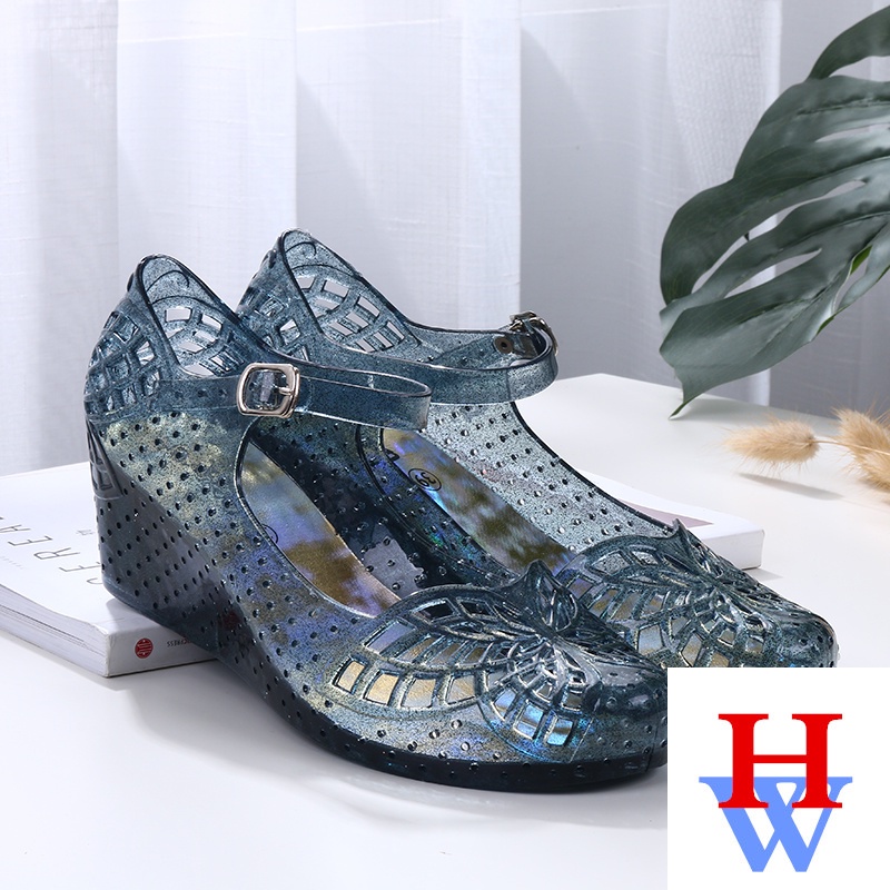 Giày Sandal Nhựa Dẻo Đế Xuồng Bằng Da Mềm Chống Trượt Chống Mòn Thời Trang Mùa Hè Siêu Đẹp Dành Cho Bạn Nữ Đi Biển