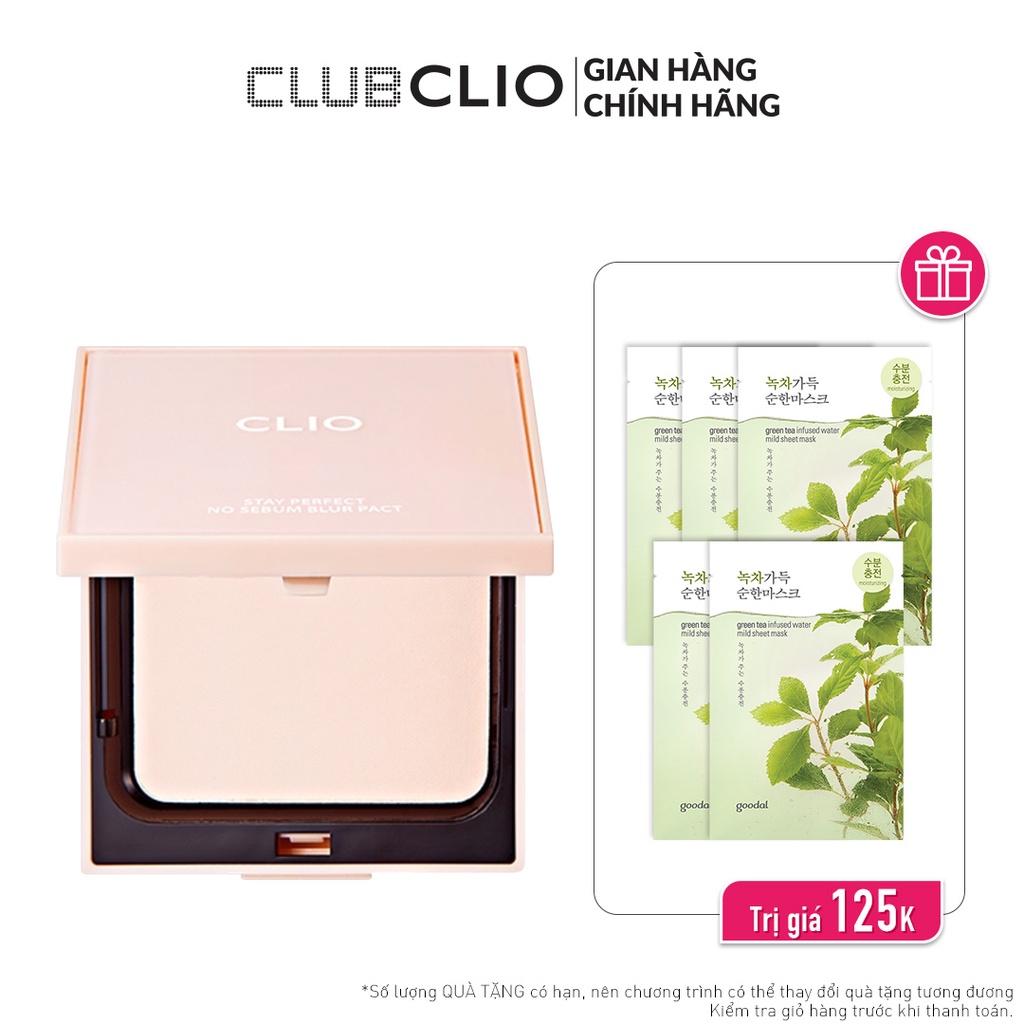 (HSD-01/10/23)Phấn Phủ Dạng Nén CLIO STAY PERFECT NO SEBUM BLUR PACT 10g