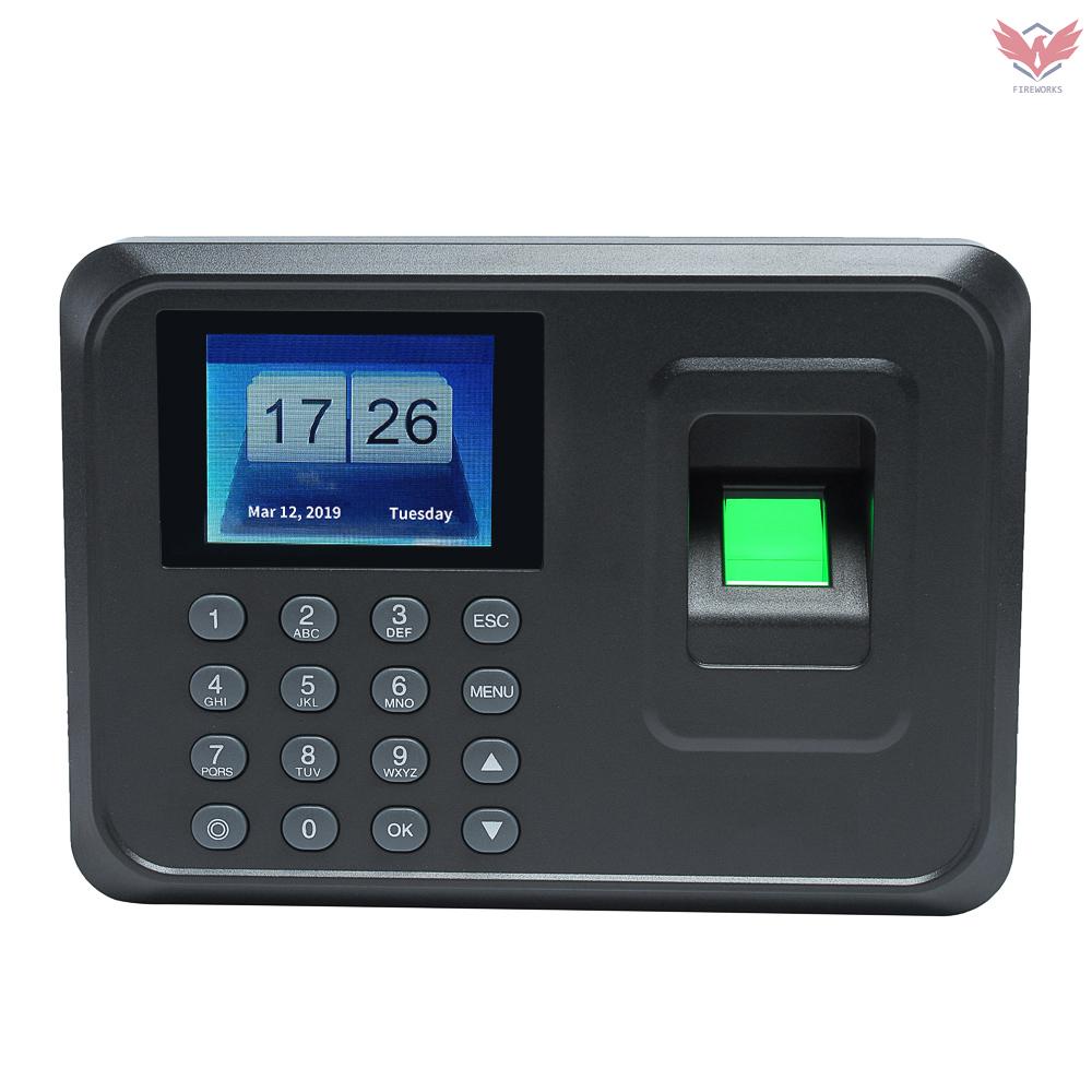 Fir Intelligent Biometric Fingerprint Password Attendance Machine Employee Checking-in Recorder 2.4 inch TFT LCD Screen DC 5V Time Attendance Clock