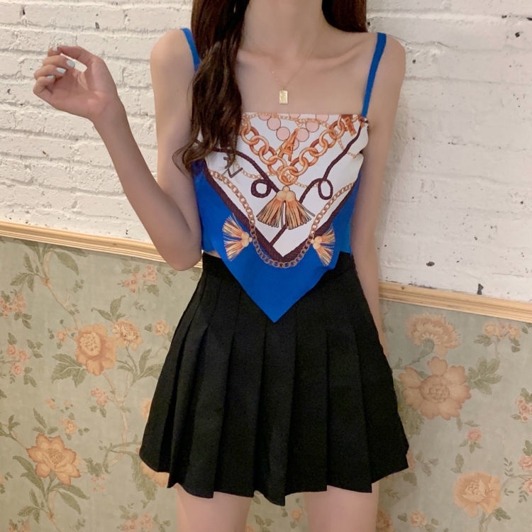 Áo Hai Dây Dáng Ôm In Họa Tiết Phong Cách Cổ Điển Quyến Rũ Thời Trang Mùa Hè Hàng Mới 2022