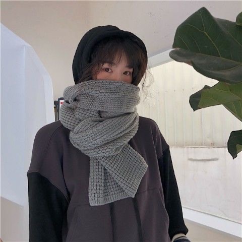 Khăn len thừng quàng cổ nam nữ bản to dày dặn màu trơn