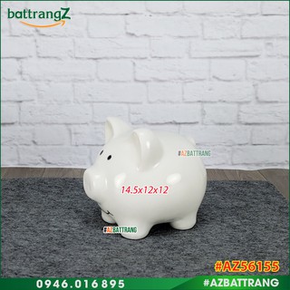 Heo lợn sứ tiết kiệm Bát Tràng men trắng hiện đại