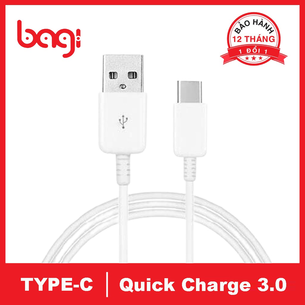 Dây cáp sạc nhanh QC3.0 USB Type C – Samsung Bagi - Hàng chính hãng, bảo hành 12 tháng 1 đổi 1