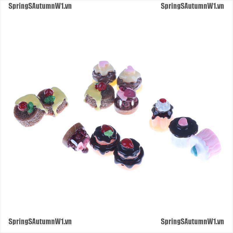 (Hàng Mới Về) Set 5 Mô Hình Bánh Ngọt 3d Bằng Nhựa Resin Trang Trí Nhà Búp Bê