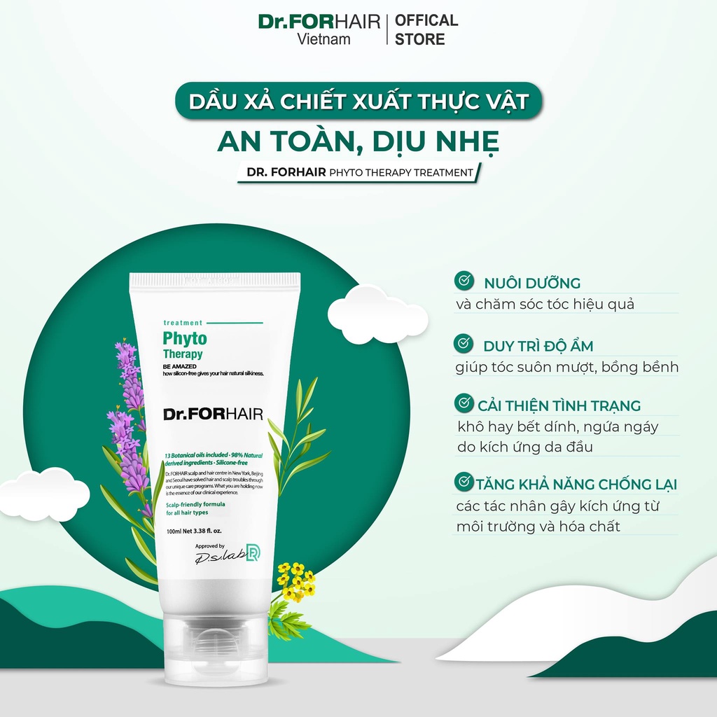 Dầu Xả Dưỡng Tóc Dr.FORHAIR Chăm Sóc Da Đầu Nhạy Cảm Dr For Hair Phyto Therapy 100ml