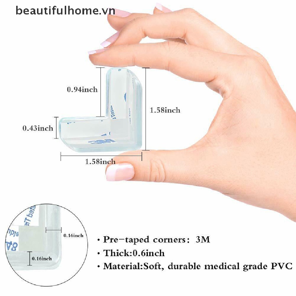 Bộ 4 Miếng Bọc Cạnh Bàn Bằng PVC Trong Suốt Bảo Vệ An Toàn Cho Bé