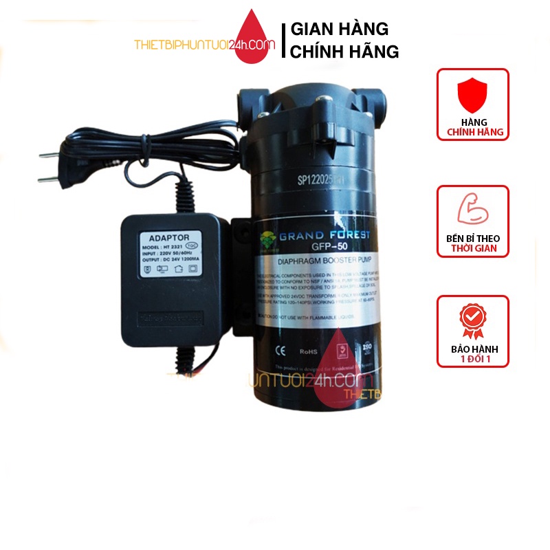 Bộ bơm tăng áp 24v dùng cho máy lọc nước RO và dàn phun sương làm mát giữ ẩm bh 12 tháng - MHL